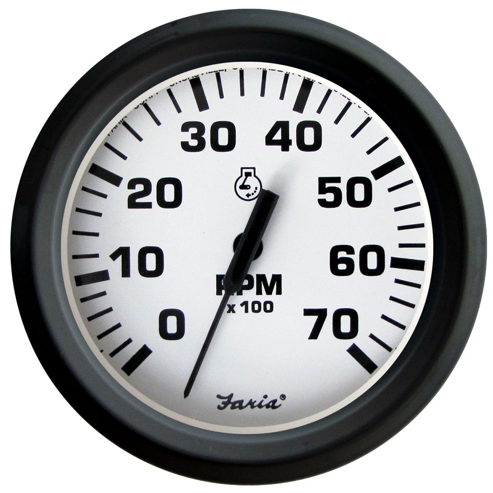 Faria Euro White 4" Tachometer 7000 RPM (Gas) (Outboards) - Deckhand Marine Supply