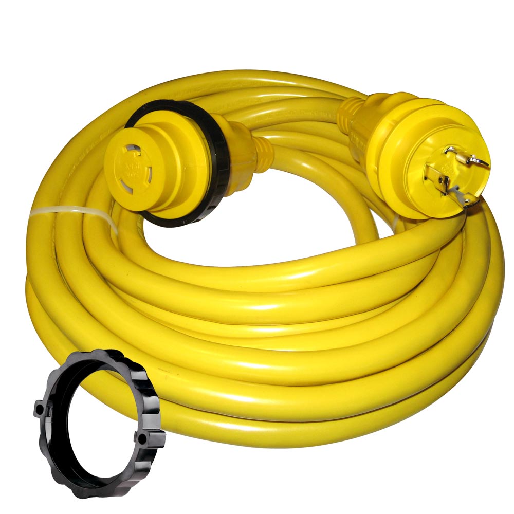 Marinco 30 Amp Power Cord Plus Cordset - 35' - Yellow - Deckhand Marine Supply