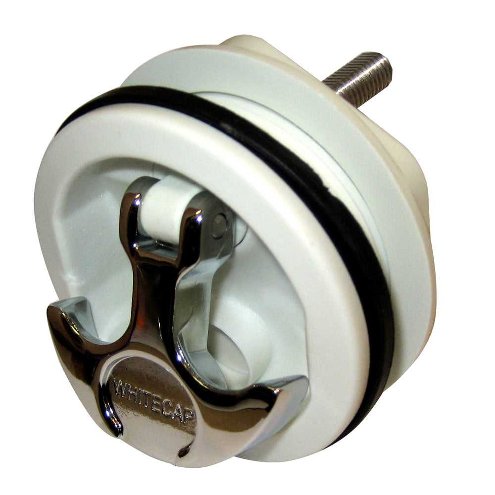 Whitecap T-Handle Latch - Chrome Plated Zamac/White Nylon - No Lock - Freshwater Use Only - Deckhand Marine Supply